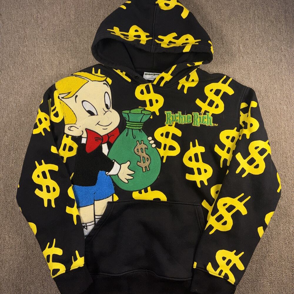 Richie Rich Hoodie Streetwear Black Small Oversized Clean